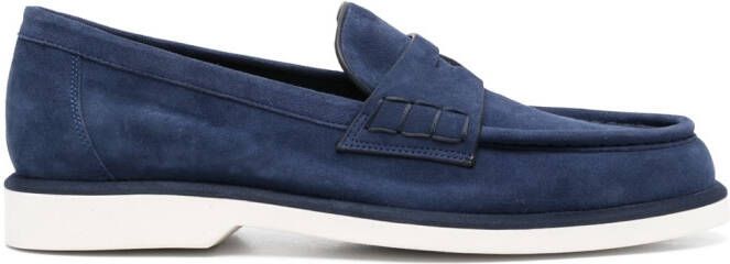 Santoni almond leather loafers Blue