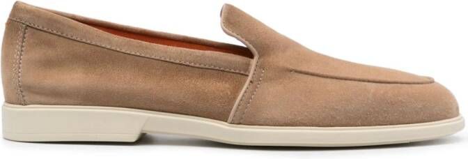 Santoni almond suede loafers Brown