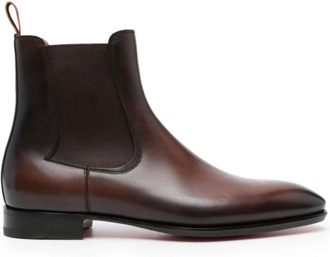 Santoni almond-toe leather Chelsea boots Brown