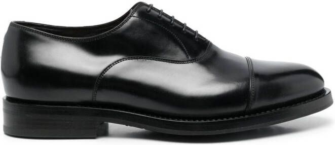 Santoni almond-toe leather derby shoes Black