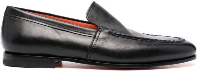 Santoni almond-toe leather loafers Black