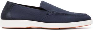 Santoni almond-toe panelled loafers Blue