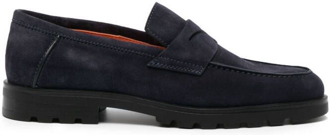 Santoni almond-toe penny loafers Blue