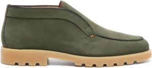Santoni almond-toe suede ankle boots Green