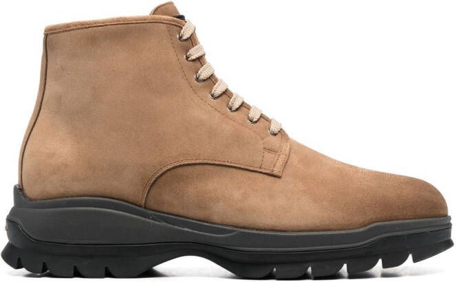 Santoni ankle lace-up fastening boots Brown