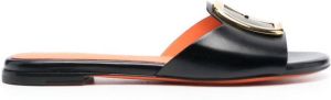 Santoni Apricot leather slip-on sandals Black