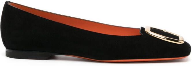 Santoni buckle-detail ballerina shoes Black