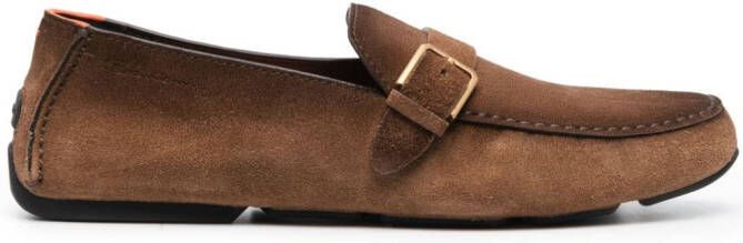 Santoni buckle-detail calf-leather loafers Brown