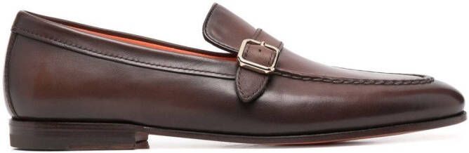 Santoni buckle detail loafers Brown