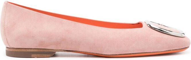 Santoni buckle-detail suede ballerina shoes Pink