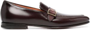 Santoni buckle-strap leather loafers Brown