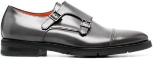 Santoni buckled leather shoes Grey