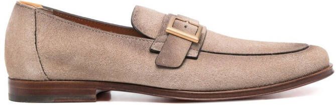 Santoni buckled suede loafers Neutrals