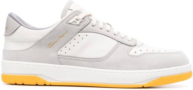 Santoni calf-leather lace-up sneakers White