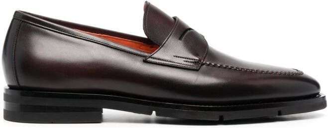 Santoni calf leather loafers Brown