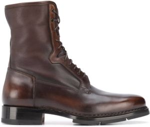 Santoni chunky leather lace-up boots Brown
