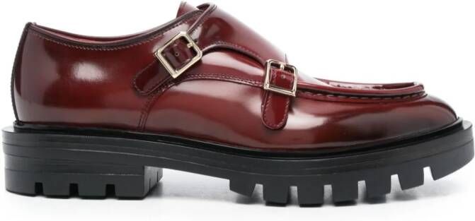 Santoni chunky leather loafers Red