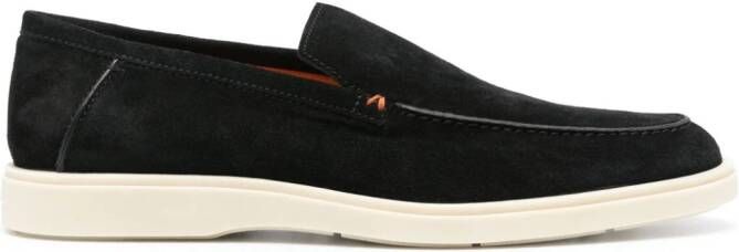 Santoni contrast-stitching suede loafers Black