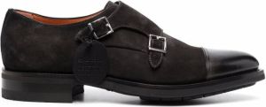 Santoni contrasting toe-cap suede shoes Black
