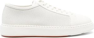 Santoni debossed-logo leather sneakers White