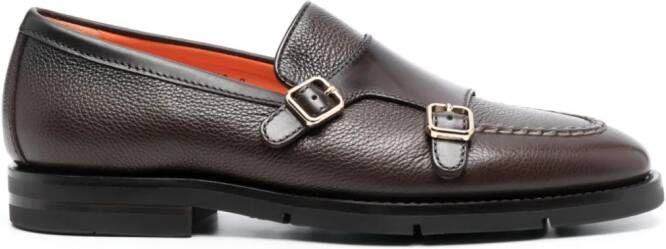 Santoni Dong leather monk shoes Brown