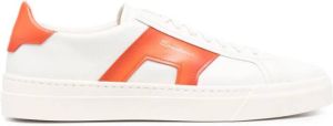 Santoni Double Buckle low-top leather sneakers White