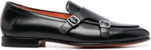 Santoni double-buckle monk shoes Black