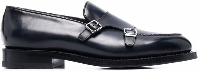 Santoni double-buckle monk shoes Blue