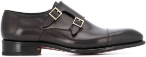 Santoni double buckle pointed toe loafers Grey
