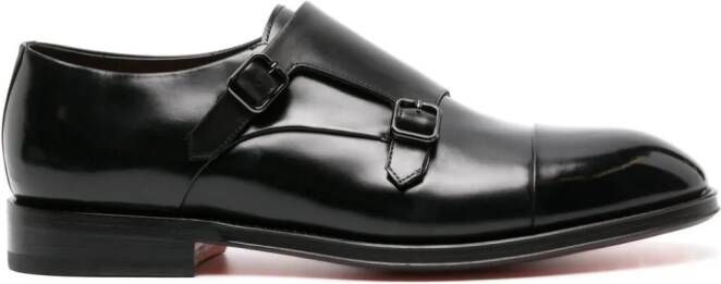 Santoni double-buckled patent-leather shoes Black