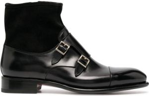 Santoni double monk strap boots Black