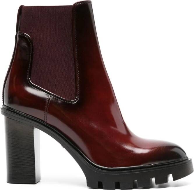 Santoni Ferry 100mm chelsea leather boots Red