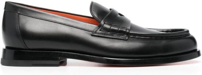Santoni flat leather loafers Black