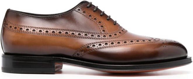 Santoni gradient-effect brogue Oxford shoes Brown