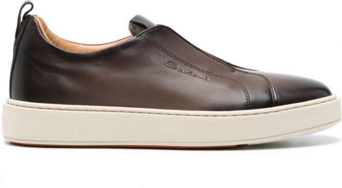 Santoni gradient leather slip-on sneakers Brown