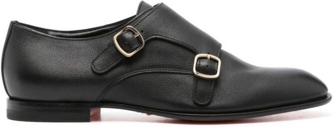 Santoni grained leather loafers Black