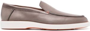 Santoni grained-leather loafers Brown