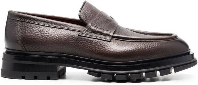 Santoni grained leather loafers Grey