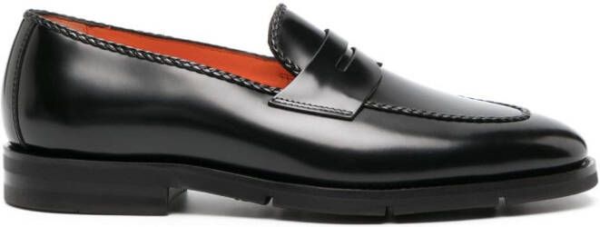Santoni Grifone leather loafers Black