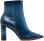 Santoni high-heel leather ankle boots Blue - Thumbnail 1