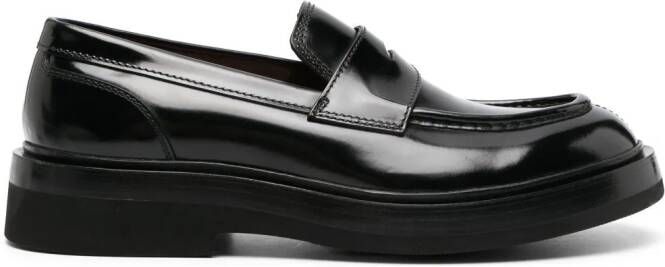 Santoni high-shine leather loafers Black