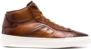 Santoni high-top leather sneakers Brown