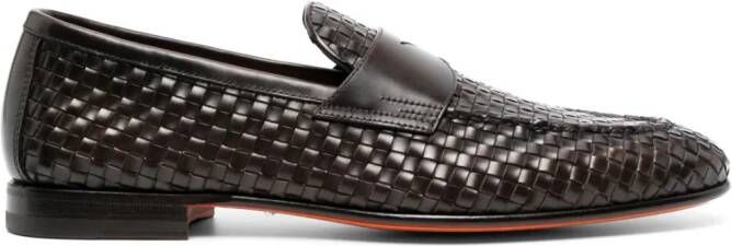 Santoni interwoven-design loafers Brown