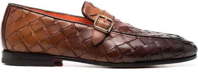 Santoni interwoven leather loafers Brown