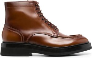 Santoni lace-up leather ankle boots Brown