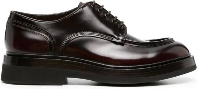 Santoni lace-up leather Derby shoes Red