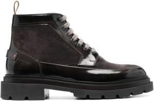 Santoni lace-up patent-leather boots Grey