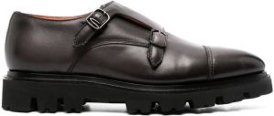 Santoni leather buckle-fastening monk shoes Grey