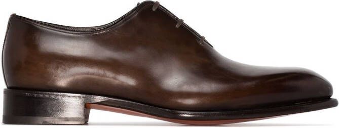 Santoni leather lace-up Oxford shoes Brown