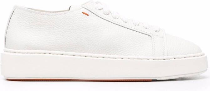 Santoni leather lace up sneakers White